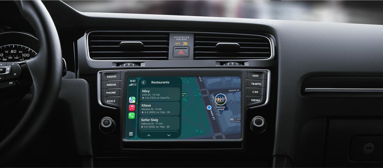 CarPlay screen with maps in dash