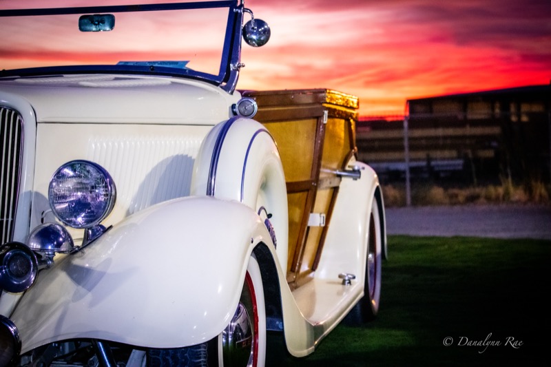 Hot rod at sunset